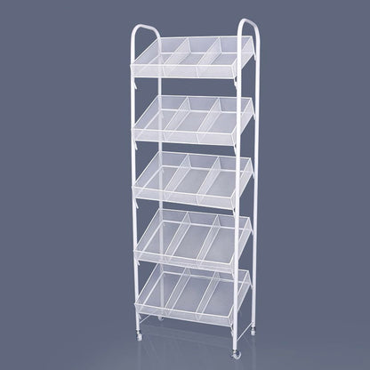 Grocery Store Shelf for Retail Supermarket, 4 Tier Crisps Racks with Removable Divider without Tyres