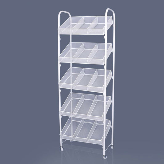 Grocery Store Shelf for Retail Supermarket, 4 Tier Crisps Racks with Removable Divider without Tyres
