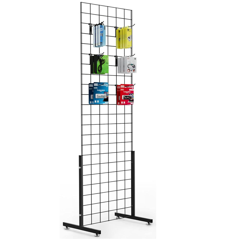 Wire Grid Panel Tower with T-Base Floor standing, Wire Grid Wall Display Rack with hooks