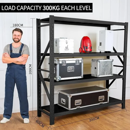 4 Tier (200L * 60D *200Hcm) 200kg  Rack Storage Metal Shelving Rack