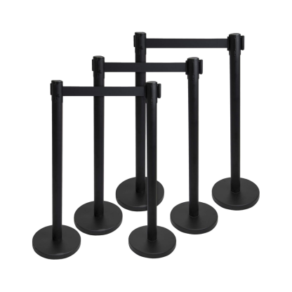 Retractable Queue Stanchion 4-Way with (2M Black Belt)