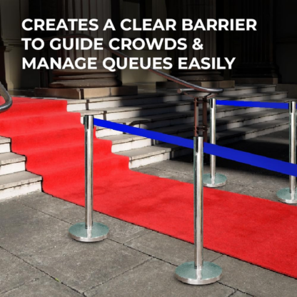 2M Retractable Belt Stanchion | Stainless Steel Crowd Control Post