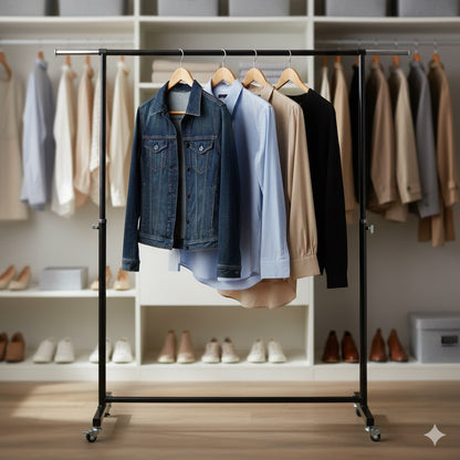 Single Garment Rack 120cm Black | Heavy Duty Clothes Stand