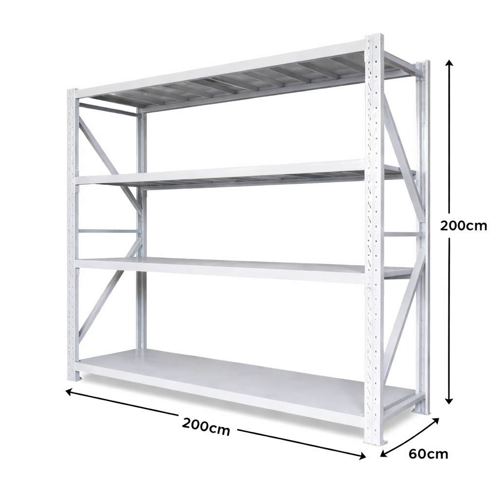 4-Tier Heavy Duty Steel Shelving Unit 200x60x200cm | 300kg Capacity | Warehouse Storage Rack