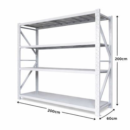 4-Tier Heavy Duty Steel Shelving Unit 200x60x200cm | 300kg Capacity | Warehouse Storage Rack