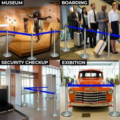 2M Retractable Belt Stanchion | Stainless Steel Crowd Control Post