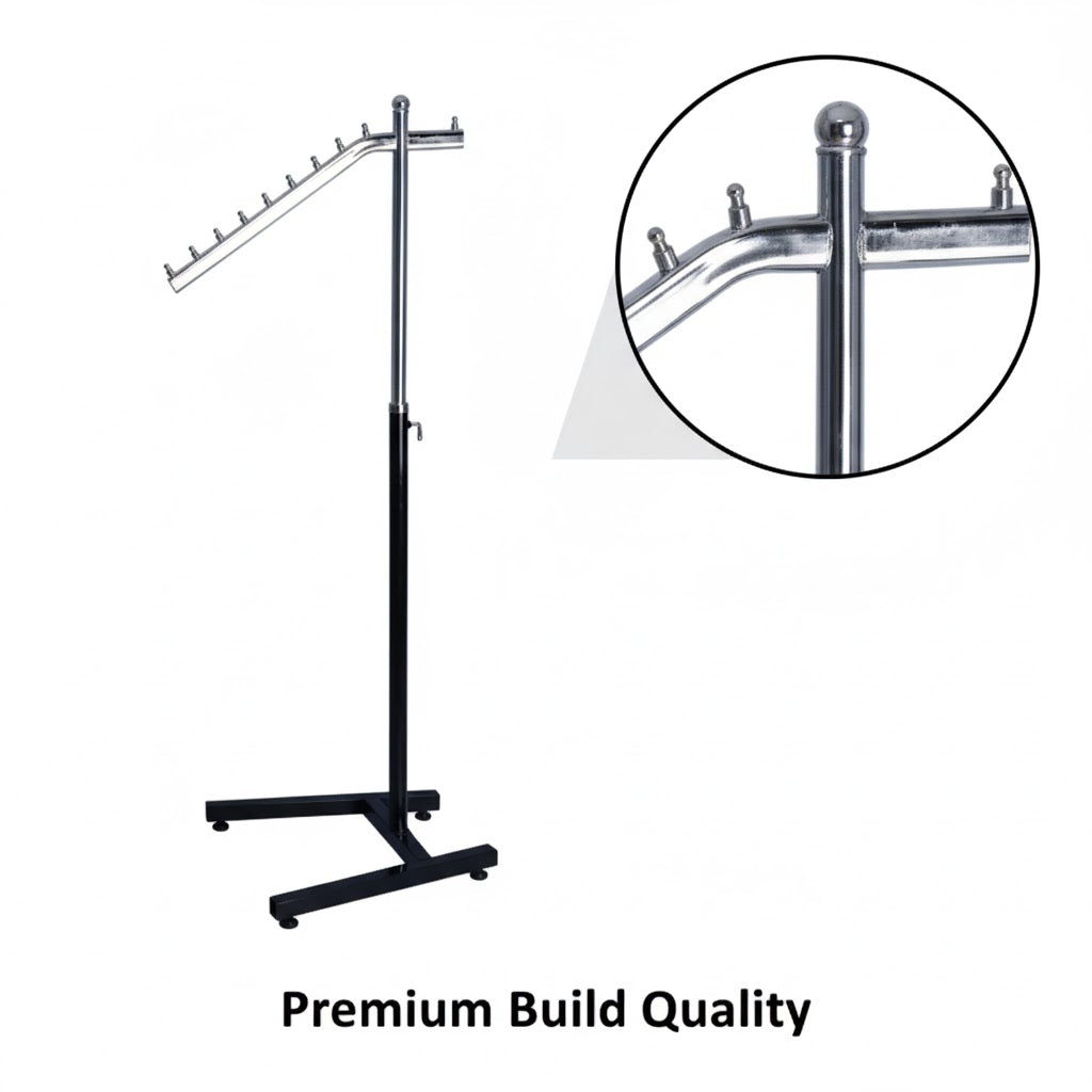 Single Arm Garment Rack Black & Chrome | Heavy Duty Clothes Stand