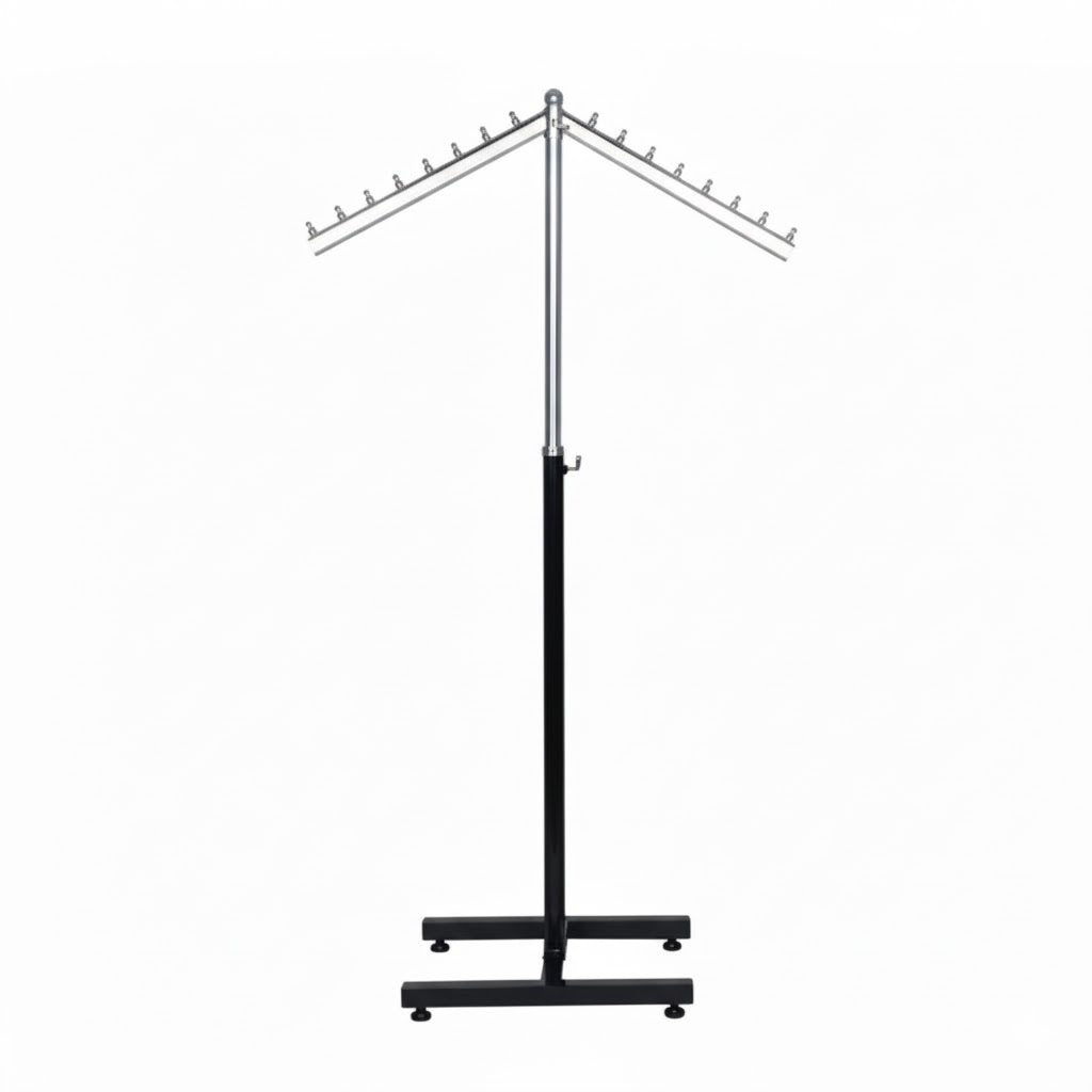 Single Arm Garment Rack Black & Chrome | Heavy Duty Clothes Stand