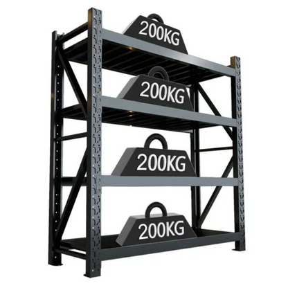 Black 200kg 100cm L x 60cm D x 200cm H Storage Metal Shelving Rack