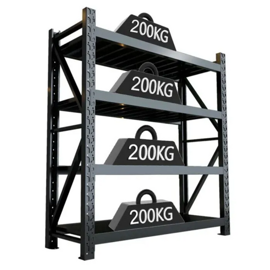 Black 200kg 100cm L x 60cm D x 200cm H Storage Metal Shelving Rack