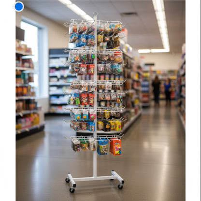 Metal Floor Display Stand with Adjustable Hooks