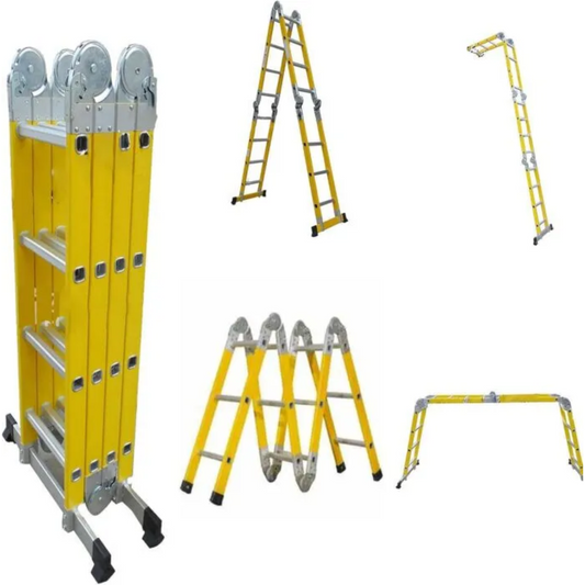 Folding Ladder Multi-Purpose Aluminum Extension Ladder, 7 in 1 Step Ladder Folding Adjustable Telescoping Heavy Duty Scaffold