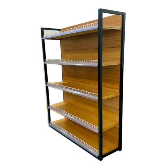5 Tiers Single-Sided Wooden Retail Supermarket Display Shelf