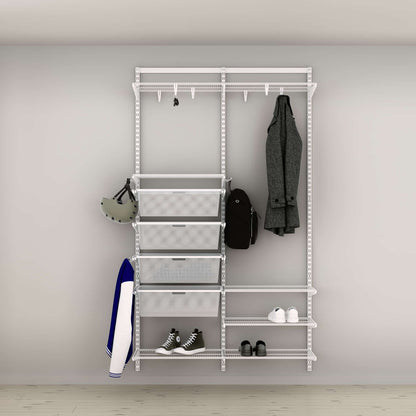 Wall-Mounted Wardrobe Organizer | Modular Closet System with Wire Shelving & Garment Rail | Matte Black