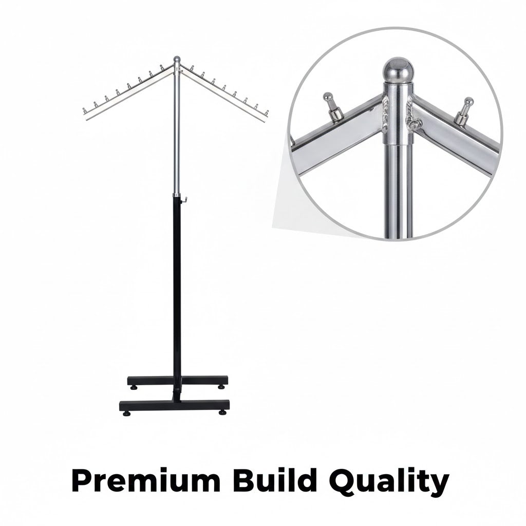 Single Arm Garment Rack Black & Chrome | Heavy Duty Clothes Stand
