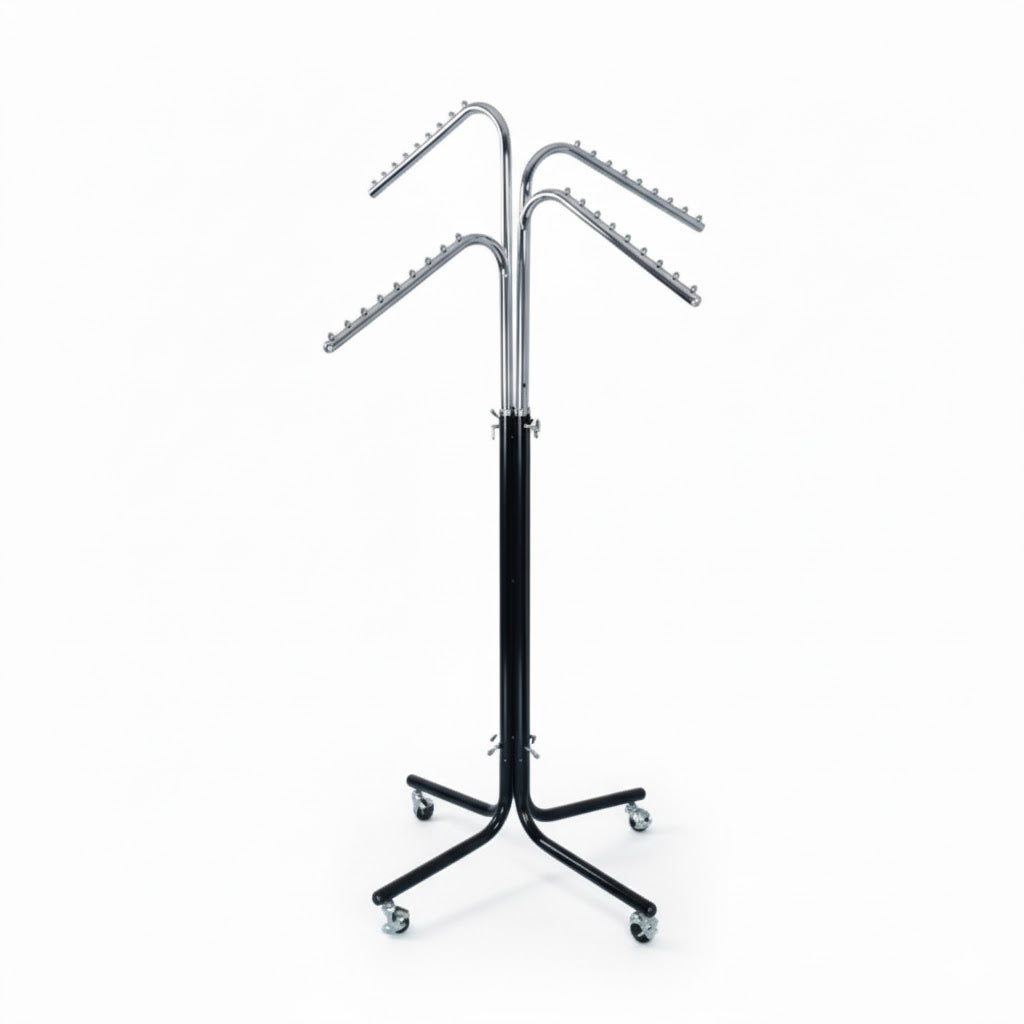 Single Arm Garment Rack Black & Chrome | Heavy Duty Clothes Stand