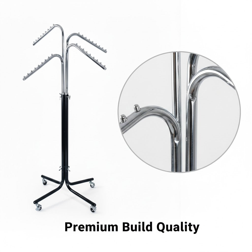 Single Arm Garment Rack Black & Chrome | Heavy Duty Clothes Stand