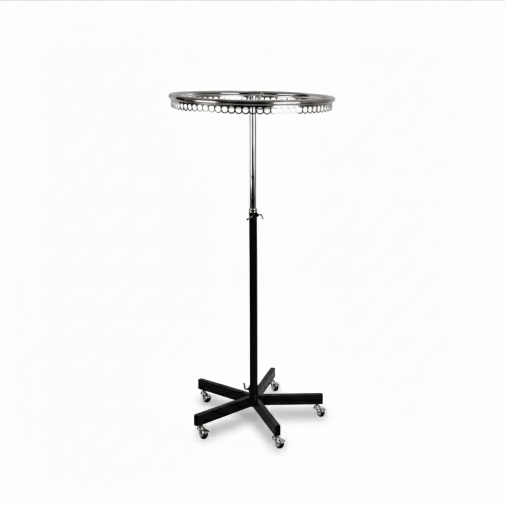 Single Ring Garment Rack Black & Chrome | Heavy Duty Clothes Stand