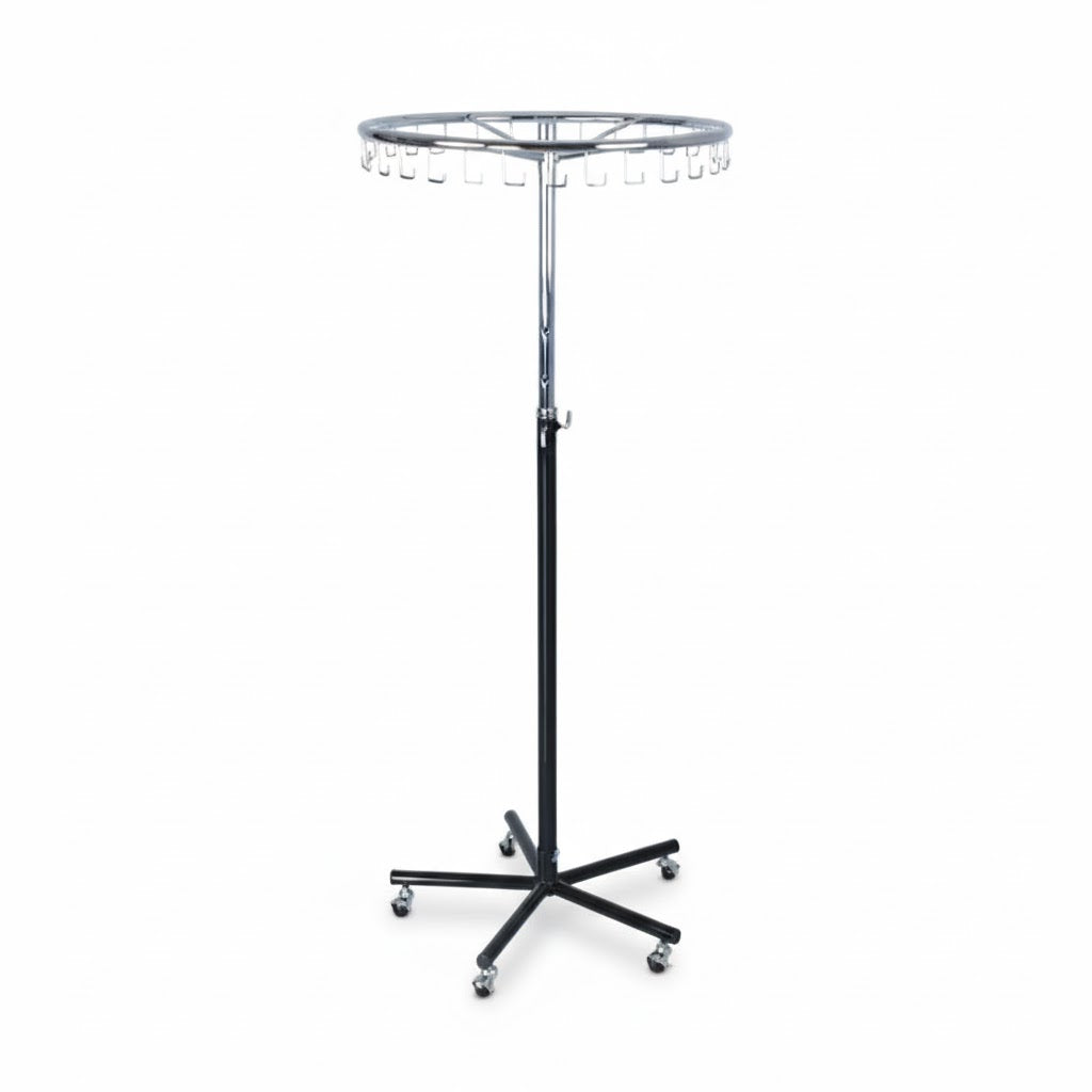 Single Ring Garment Rack Black & Chrome | Heavy Duty Clothes Stand