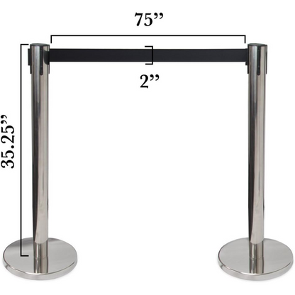 3-ft. Control Stanchions | Heavy Duty | Retractable 6.25 ft. Belt | Easy to Assemble | Perfect for Events & Parties | Silver pack of 1 set