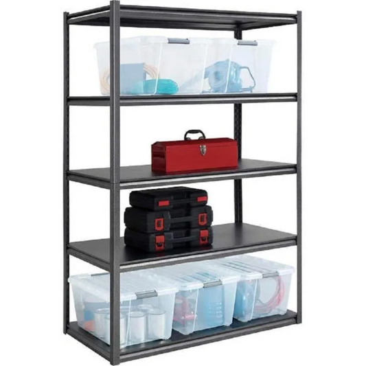 5-Tiers, 120x60x200cm, Black 200kg Capacity Full Steel Shelving Unit
