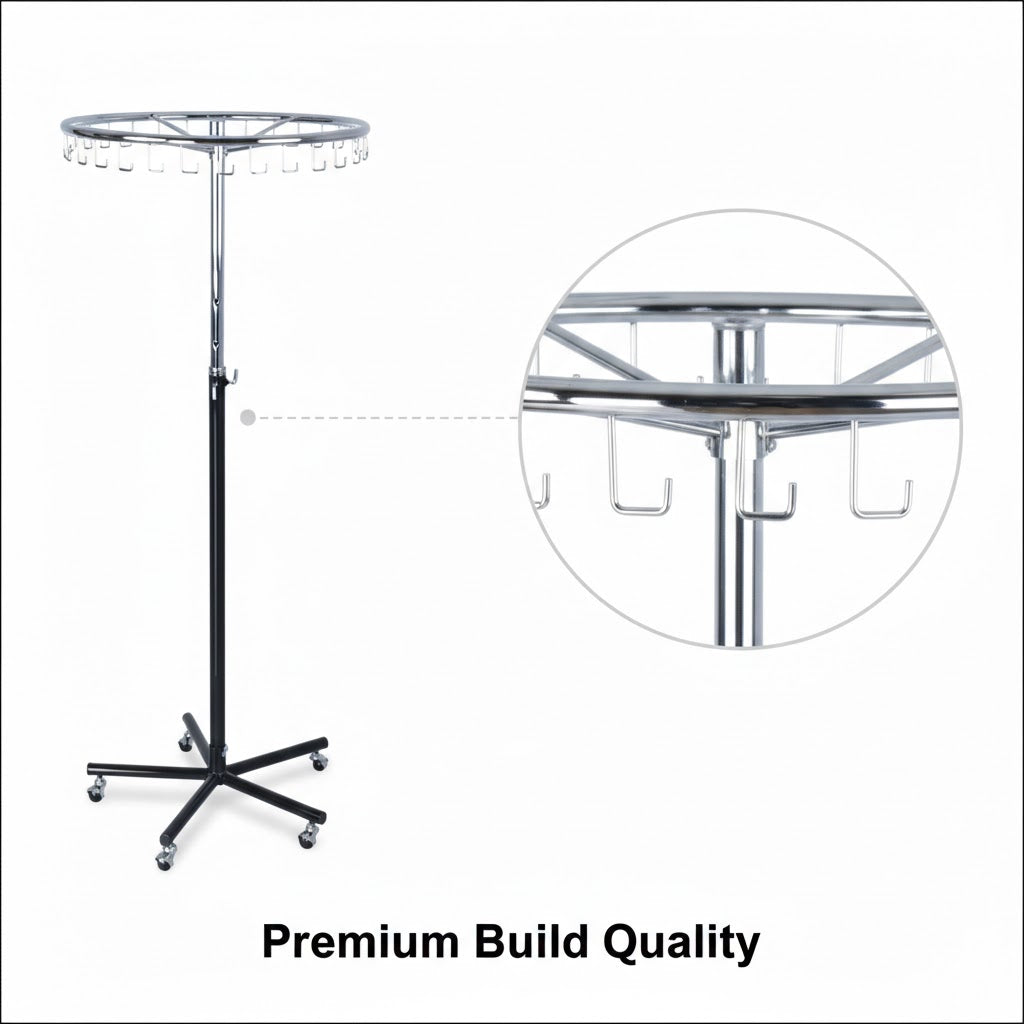 Single Ring Garment Rack Black & Chrome | Heavy Duty Clothes Stand