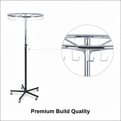 Single Ring Garment Rack Black & Chrome | Heavy Duty Clothes Stand