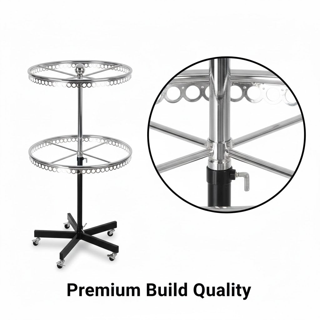 Single Ring Garment Rack Black & Chrome | Heavy Duty Clothes Stand