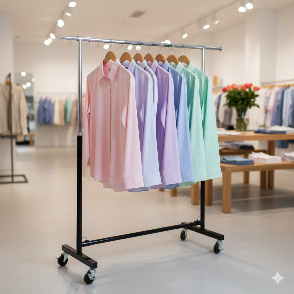 Black & Chrome Garment Rack 120cm | Heavy Duty Clothes Rack