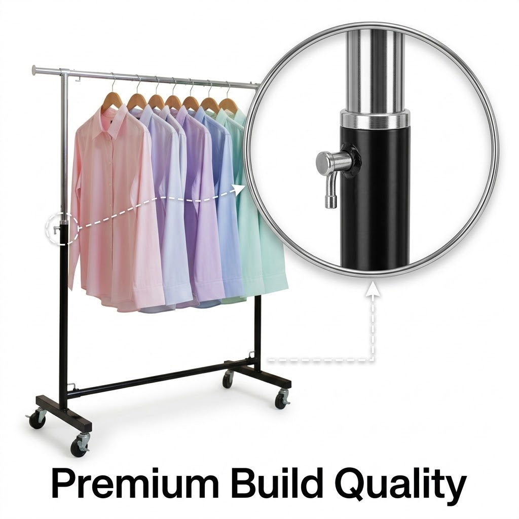 Black & Chrome Garment Rack 120cm | Heavy Duty Clothes Rack