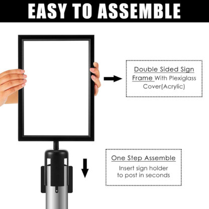 A4 Double-Sided Stanchion Sign Holder | 2PCS Queue Poster Frame