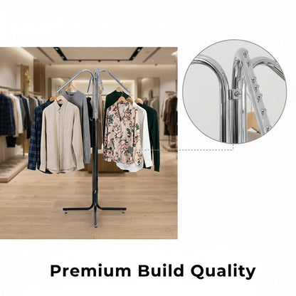 3 Fork Arm Garment Rack Black & Chrome | Heavy Duty Display Stand