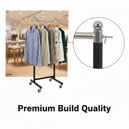 2 Arm Garment Rack Black & Chrome | Heavy Duty Clothes Display Stand