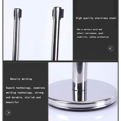 2Pcs Heavy Duty Stanchion, Premium Steel Post Crowd Control Barrier with Retractable Belt, Easy Connect Assembly for Events, Parties or Crowd Control
