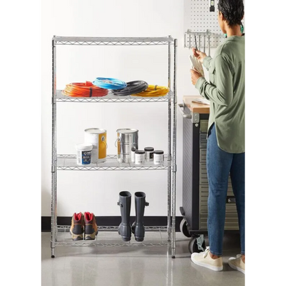 4-Shelf  180L x 45W x 180L CM  Wire Rack, Chrome 150kg