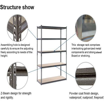 5 Tier 80kg 120*40*200cm Capacity MDF Storage Shelf Rack