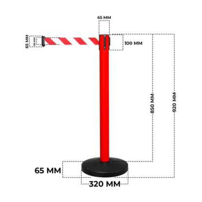 Retractable Queue Barrier with 2M Red Belt
