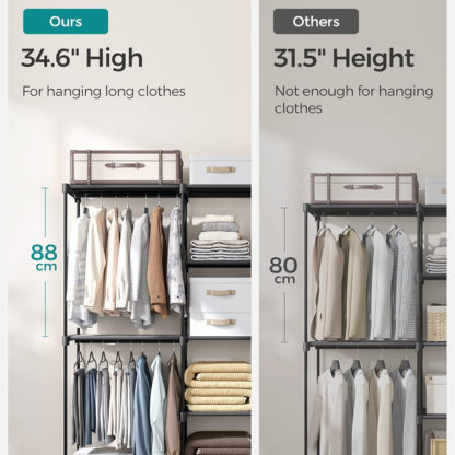 Extra-Wide Freestanding Clothes Rack with Shelves & Hanging Rods | Black