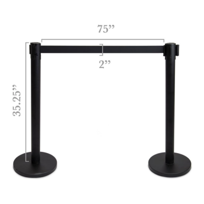 Retractable Queue Stanchion 4-Way with (2M Black Belt)