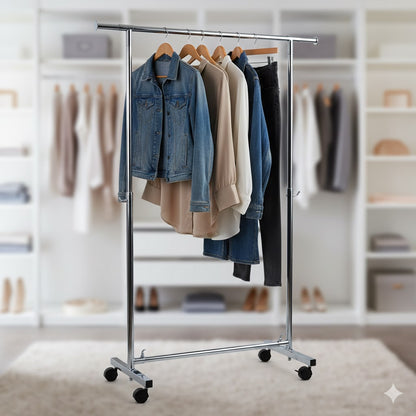 Chrome Garment Rack 60x190cm | Space Saving Clothes Organizer