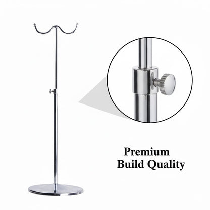 Double Purse Display Stand Chrome | Adjustable Handbag Display Holder