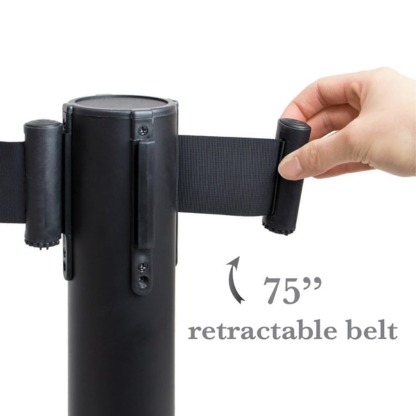 Retractable Queue Stanchion 4-Way with (2M Black Belt)
