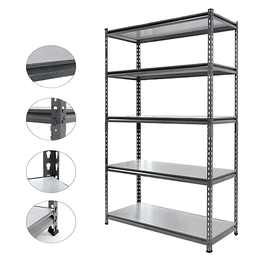 Shavless Rivet 5-Tier Rivet Steel Shelving Unit 150×40×200cm 200kg | Heavy-Duty Stora ...