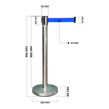 2M Retractable Belt Stanchion | Stainless Steel Crowd Control Post