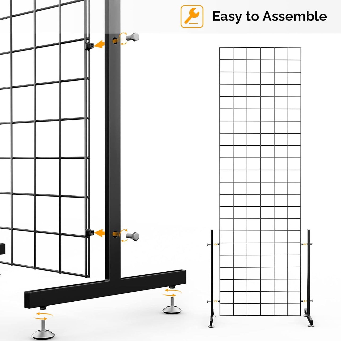 Wire Grid Panel Tower with T-Base Floor standing, Wire Grid Wall Display Rack with hooks