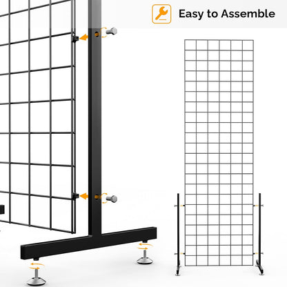 Wire Grid Panel Tower with T-Base Floor standing, Wire Grid Wall Display Rack with hooks