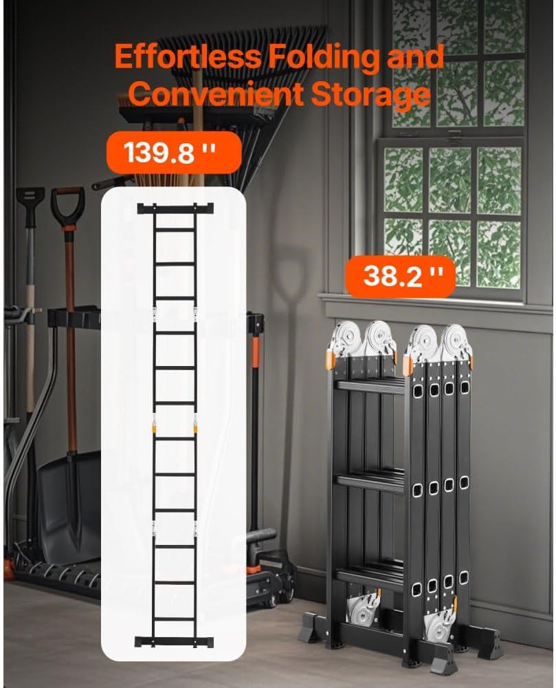 4x6 Step Heavy Duty Folding Extension Ladder | Multi-Purpose Aluminium | Industrial & Home Use