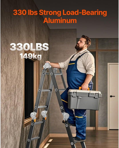 4x6 Step Heavy Duty Folding Extension Ladder | Multi-Purpose Aluminium | Industrial & Home Use