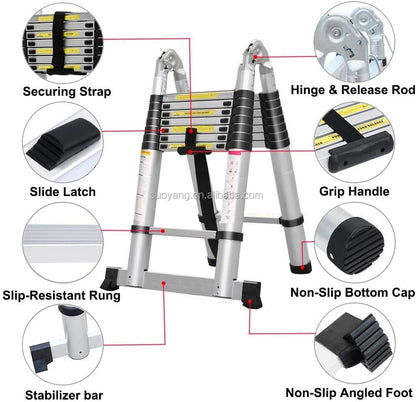 Aluminum Telescopic A-Frame Ladder | Foldable & Adjustable