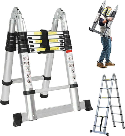 Aluminum Telescopic A-Frame Ladder | Foldable & Adjustable